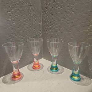 Set of 4 Colorful Stemmed Plastic Drinking Goblets